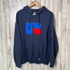 Vintage Russell Athletic‎ Navy Blue Hoodie Sweatshirt Mens Size Large